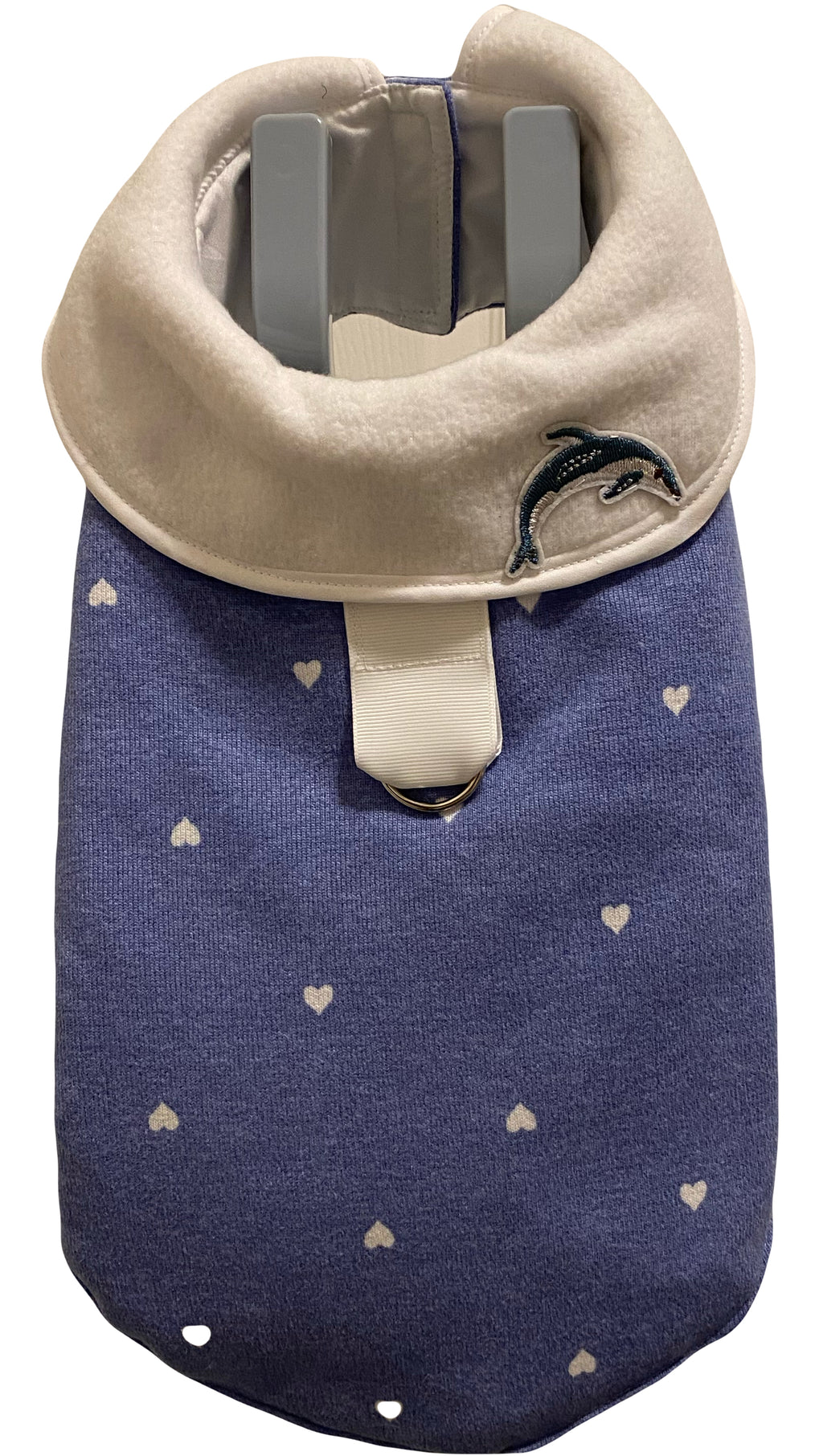 Custom Dog Coat Blue w Dolphin
