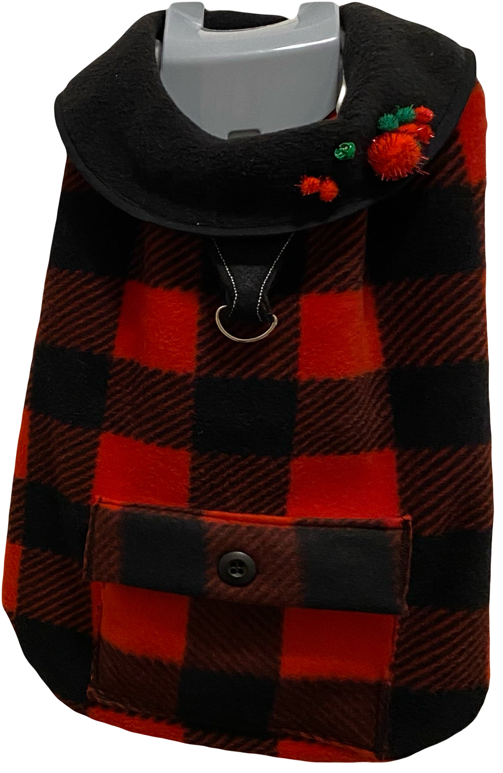 Custom Dog Coat Festive Red Buffalo Plaid Cozy Comfort with pocket